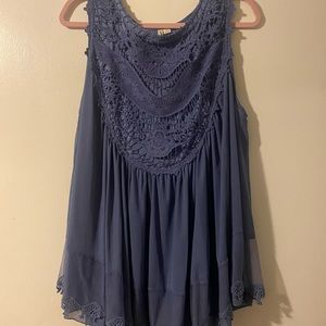 ultra pink blue flowy tank top